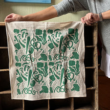 Cotton tea towel in Veggies by Allison McKeen Midcoast Maine Artisan Store The Good Supply Pemaquid Made in USA