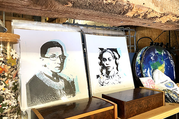 Glow in the Dark Ruth Bader Ginsberg and Beyonce Knowles Poster by Loving Anvil Midcoast Maine Artisan Store The Good Supply Pemaquid Made in USA