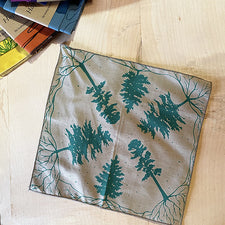 Organic Cotton Hapkins Handkerchief Napkins Neutral Clay tone with Three Trees by Think Greene Midcoast Maine Artisan Store The Good Supply Pemaquid Made in USA