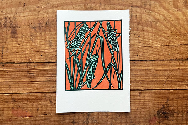 Saturn Press Letterpress Greeting Card Grasshoppers Midcoast Maine Artisan Store The Good Supply Pemaquid Made in USA