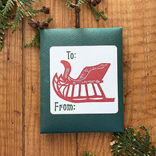 To From Paper Sticker Gift Tags Christmas Holiday Red Sled by Saturn Press Midcoast Maine Artisan Store The Good Supply Pemaquid Made in USA