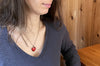 Bruja Love Heart Necklace forged in brass and adorned in Red Enamel by Loving Anvil Midcoast Maine Artisan Store The Good Supply Pemaquid Made in USA