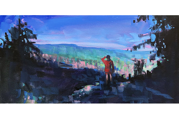 Contemporary Oil Painting by Jessica Ives The Good Supply in Pemaquid Maine Artisan Store Kinesthetic Intelligence Artist Woman Hiking in Nature Painting Homo Luminus Made in USA