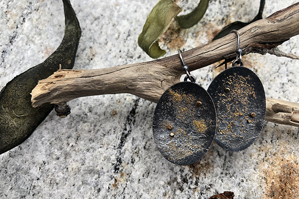 Gold dust bauble earrings by Christine Peters Jewelry Midcoast Maine Artisan Store The Good Supply Pemaquid Made in USA