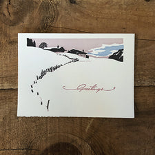 Saturn Press Letterpress Christmas Holidays Greeting Card Wooden Cottages Midcoast Maine Artisan Store The Good Supply Pemaquid Made in USA