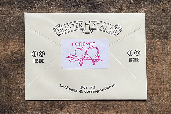 Saturn Press Letterpress Stationery Sticker Seal Set Forever Love Birds Midcoast Maine Artisan Store The Good Supply Pemaquid Made in USA