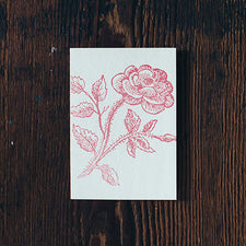 Letterpress Note Cards by Saturn Press are made in Maine, USA, on recycled paper. Pink Rose