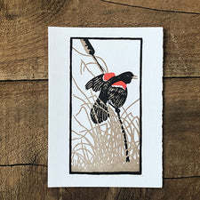The Good Supply Pemaquid Midcoast Artisan Store Letterpress Card Saturn Press Made in Maine USA Red Wing Blackbird