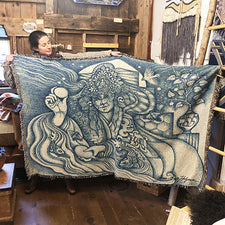 The Good Supply Pemaquid Maine Midcoast Artisan Store Meditation Blanket in Mother of Compassion Machine Washable by Gina Rose Halpern of the Chaplaincy Institute Made in USA