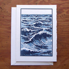 Saturn Press letterpress card, The Sea - Ocean Scene