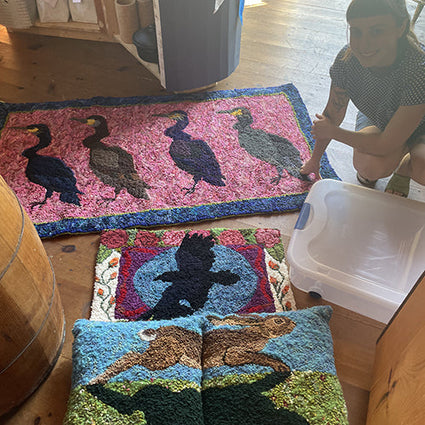 Coppice Tree Rug Hooking Portrait of Amelia MacDougal Flemming Fresh Maine Art Barn Midcoast Maine Artisan Store The Good Supply Pemaquid Made in USA