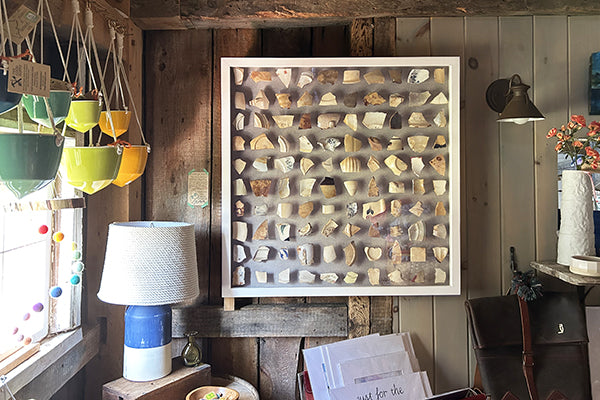 Assemblage of Ceramic Pottery Shards by Museum Artist Alec Madoff Portrait Fresh Maine Art Midcoast Maine Artisan Store The Good Supply Pemaquid Made in USA