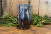 Bear Woman Hunting Black Trumpets Sgrafitto porcelain ceramic cup by Tim Christensen Environmental Art Midcoast Maine Artisan Store The Good Supply Pemaquid Made in USA