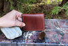 Bifold Leather Wallet Handmade and Handstitched by Veteran Rick Elder of Great Story Works Midcoast Maine Artisan Store The Good Supply Pemaquid Made in USA Chestnut