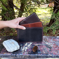 Bifold Leather Wallet Handmade and Handstitched by Veteran Rick Elder of Great Story Works Midcoast Maine Artisan Store The Good Supply Pemaquid Made in USA in Three Colors