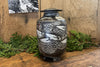 Blue Fish Sgrafitto porcelain ceramic jar with lid by Tim Christensen Environmental Art Midcoast Maine Artisan Store The Good Supply Pemaquid Made in USA