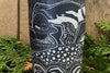 Buffleheads and Mussels Sgrafitto porcelain ceramic bottle with stopper by Tim Christensen Environmental Art Midcoast Maine Artisan Store The Good Supply Pemaquid Made in USA