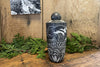 Buffleheads and Mussels Sgrafitto porcelain ceramic bottle with stopper by Tim Christensen Environmental Art Midcoast Maine Artisan Store The Good Supply Pemaquid Made in USA