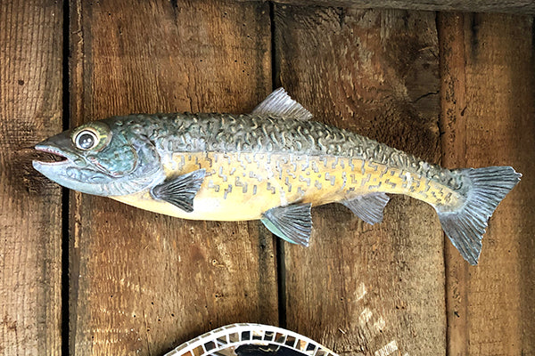 Ceramic Fish Sculpture Yellow Bellied Wormy Back Handmade by BLAM Ceramics Midcoast Maine Artisan Store The Good Supply Pemaquid Made in USA