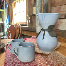 Coffee Pot in Blue Jeans by Hanako Nakazato of Monohanako Fresh Maine Art Midcoast Maine Artisan Store The Good Supply Pemaquid Made in USA