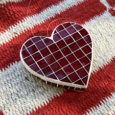 Disco Hearts Deep Red Heart Mosaic Mosaic Glass Heart Series by EFM StudioFresh Maine Art Midcoast Maine Artisan Store The Good Supply Pemaquid Made in USA