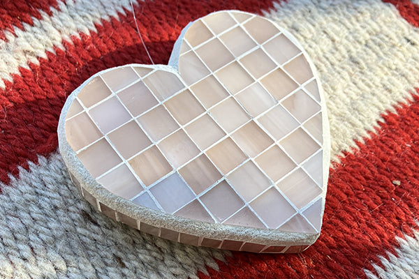 Disco Hearts Light Pink Heart Mosaic Mosaic Glass Heart Series by EFM StudioFresh Maine Art Midcoast Maine Artisan Store The Good Supply Pemaquid Made in USA