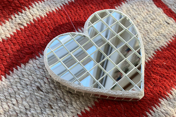 Disco Hearts Mirror Heart Mosaic Mosaic Glass Heart Series by EFM StudioFresh Maine Art Midcoast Maine Artisan Store The Good Supply Pemaquid Made in USA