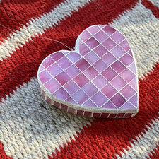 Disco Hearts Pink Heart Mosaic Mosaic Glass Heart Series by EFM StudioFresh Maine Art Midcoast Maine Artisan Store The Good Supply Pemaquid Made in USA