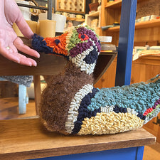 Folk Duck Hooked Pillow by Coppice Tree Hooking Fresh Maine Art Midcoast Maine Artisan Store The Good Supply Pemaquid Made in USA