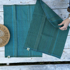 Handwoven Cotton Towel Teal Stripe by Cultivated Thread Fresh Maine Art Midcoast Maine Artisan Store The Good Supply Pemaquid Made in USA