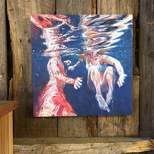Hydrogen Bond Original Oil Painting by Jessica Ives Swimmers Swimming Kinethetic Imagination Fresh Maine Art Midcoast Maine Artisan Store The Good Supply Pemaquid Made in USA