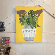 Plant Care As Self Care Yellow Acrylic Painting Original by Kate Martens Fresh Maine Art Midcoast Maine Artisan Store The Good Supply Pemaquid Made in USA
