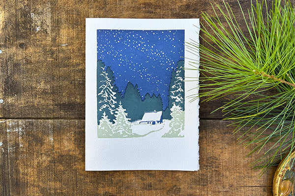 Saturn Press Letterpress Christmas Holidays Greeting Card Quiet Night Midcoast Maine Artisan Store The Good Supply Pemaquid Made in USA