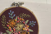 Small Flower Power Embroidery Hoop Maroon by Emilee Harper Fresh Maine Art Midcoast Maine Artisan Store The Good Supply Pemaquid Made in USA