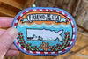 Sperm Whale Friend of the Sea Brightly Colored Patch Swedish Folk Art Style by Mermaid Meadow Environmental Art Midcoast Maine Artisan Store The Good Supply Pemaquid Made in USA