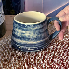 Tie Dye Mug in Navy blue by Mug by C and M Ceramics Fresh Maine Art Midcoast Maine Artisan Store The Good Supply Pemaquid Made in USA