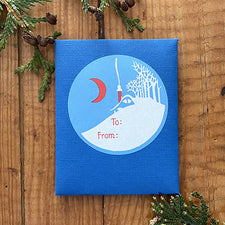 To From Paper Sticker Gift Tags Christmas Holiday Red Moon in Blue by Saturn Press Midcoast Maine Artisan Store The Good Supply Pemaquid Made in USA