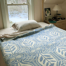 Washable Merino Wool Heavy Throw Blanket in Light Blue and White Fresh Maine Art Midcoast Maine Artisan Store The Good Supply Pemaquid Made in USA