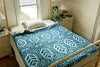 Washable Merino Wool Heavy Throw Blanket in Teal and Light Blue Fresh Maine Art Midcoast Maine Artisan Store The Good Supply Pemaquid Made in USA