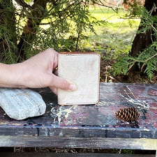 White Leather Bifold Wallet Handmade and Handstitched by Veteran Rick Elder of Great Story Works Midcoast Maine Artisan Store The Good Supply Pemaquid Made in USA