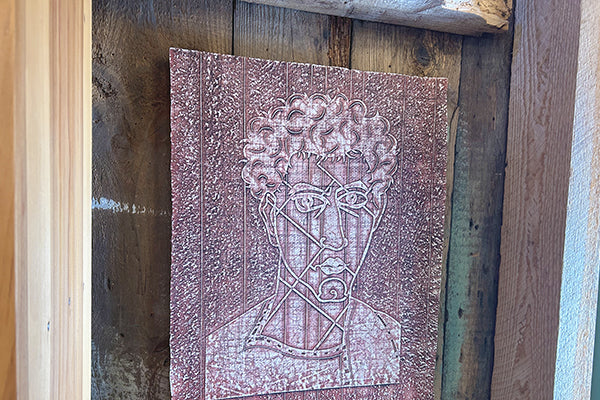Young Man Relief Tapestry by George Mason Fresh Maine Art Midcoast Maine Artisan Store The Good Supply Pemaquid Made in USA