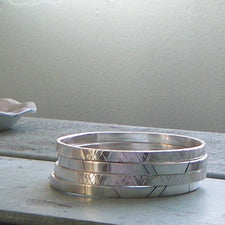 Maine Maker Amanda Coburn Sterling Silver Bangles - Handmade Bracelet
