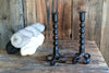 Maine Blacksmith James W. Kearney Handwrought Iron Candlesticks Pair