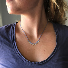 Bent Metal Lavender and Blue Silk Chain with Sterling Silver Necklace Made in Maine USA