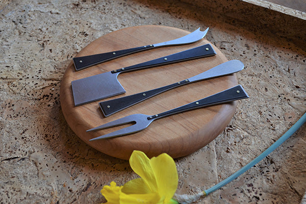 Cheese Knife Set in Stainless Steel Lamina Design by Erica Moody Midcoast Maine Artisan Store The Good Supply Pemaquid Made in USA