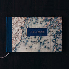 Handbound Guest Book by DSKI Design made in USA Muscongus Bay Maine Nautical Chart