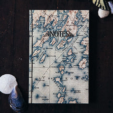 Handbound Blank Pages Travel Notebook by DSKI Design made in USA Bristol Peninsula Maine Nautical Chart