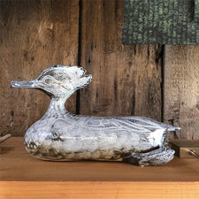 Environmental Sgraffito Art in Porcelain by Tim Christensen Contemporary Nature-inspired Ceramic Female Hooded Merganser Midcoast Maine Artisan Store The Good Supply Pemaquid Made in USA