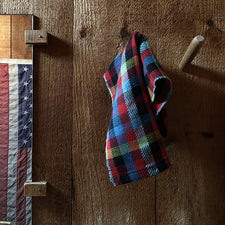 Farm and Hearth Handwoven Buffalo Check Camp Towels for Tea, Bath, Utility in Organic Cotton and Linen