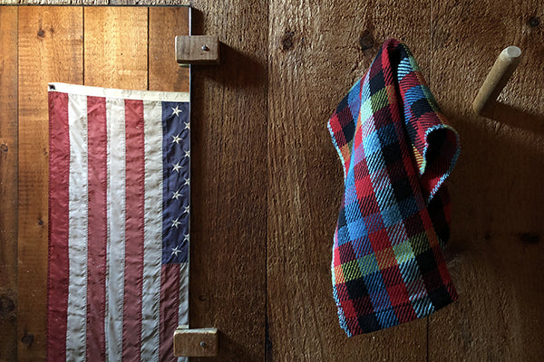 Farm and Hearth Handwoven Buffalo Check Camp Towels for Tea, Bath, Utility in Organic Cotton and Linen